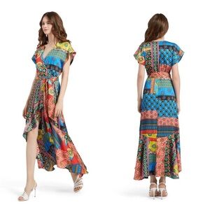 Alice & Olivia Dani Cap Sleeve Ruffle Kimono Dress